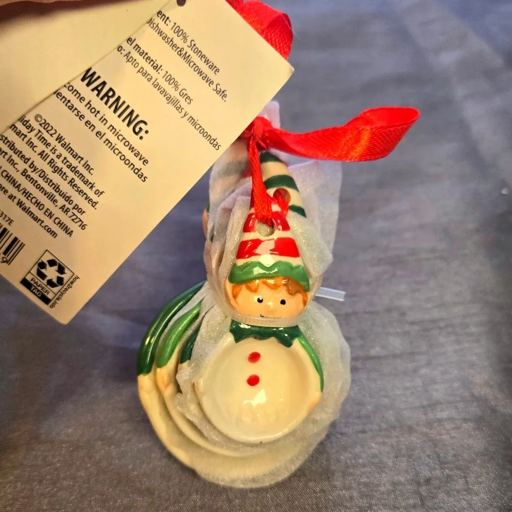 Holiday Time Elf Measuring Spoon‎ Set Christmas Kitchen Gadget Ceramic